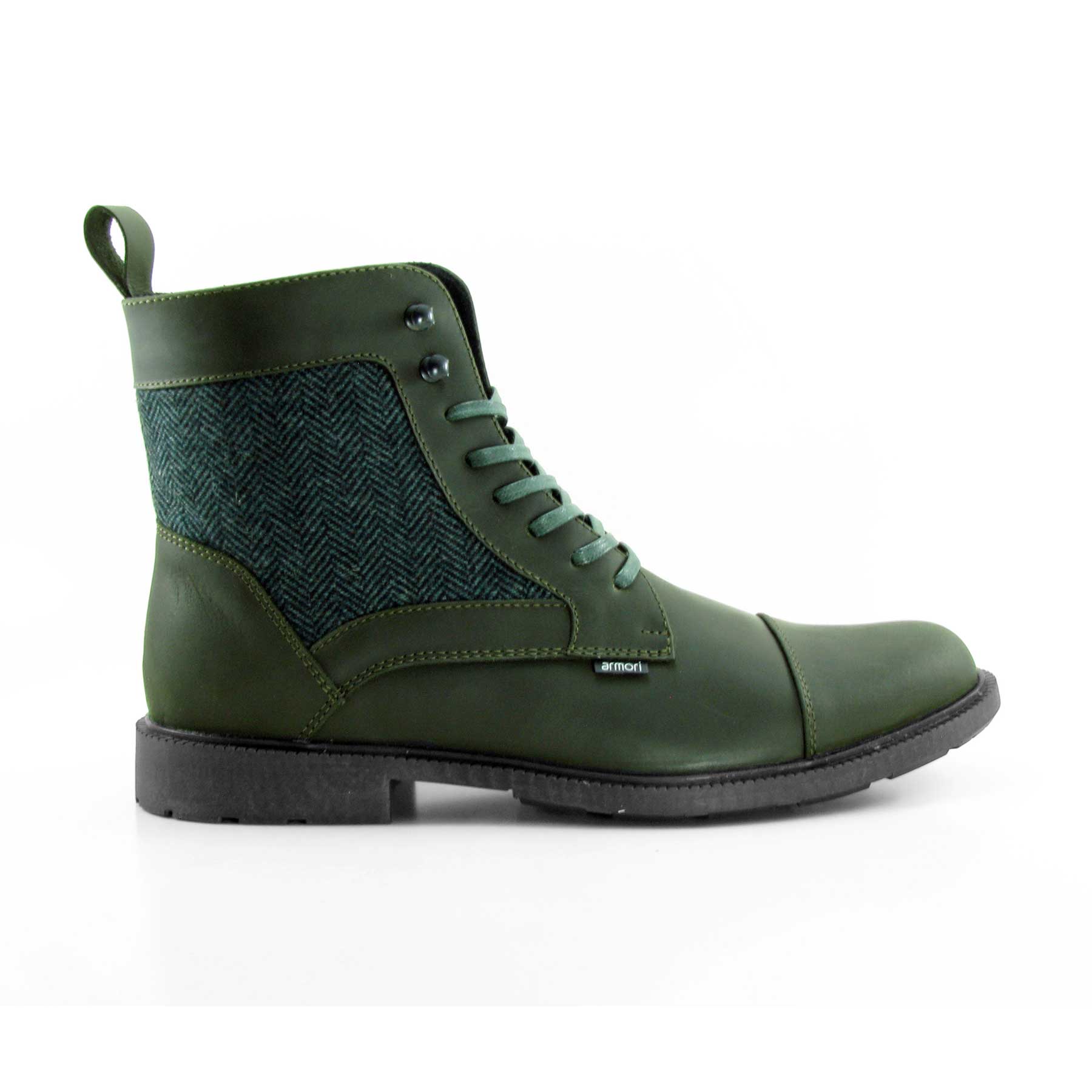 pronóstico conductor regalo Botas de cuero para hombre elaboradas en color verde oliva